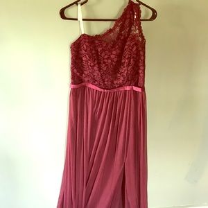 Wine colored bridesmaid dress- David Bridal